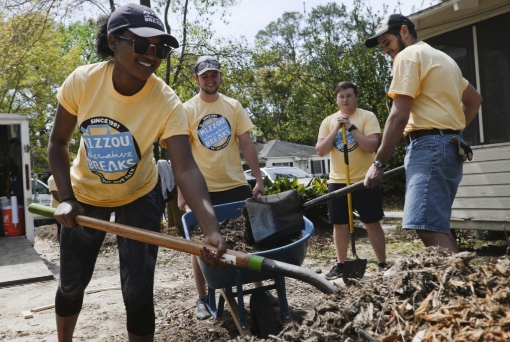 Students serving with Coastal Empire Habitat for Humanity in Savannah, Georgia.